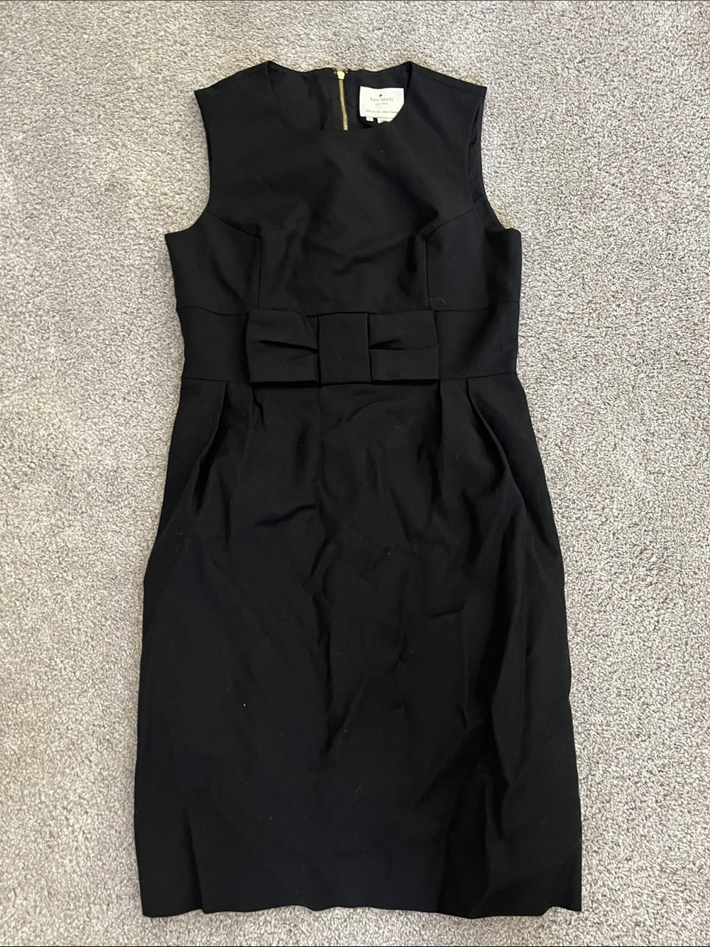 Kate Spade Classic Black Sheath Dress with Bow Waist 8